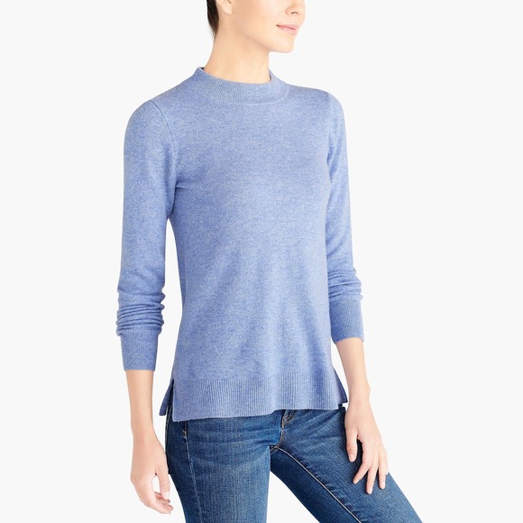 J. Crew Sweaters - J. Crew Cashmere Mock Neck Sweater Small Blue Side Slit #7593